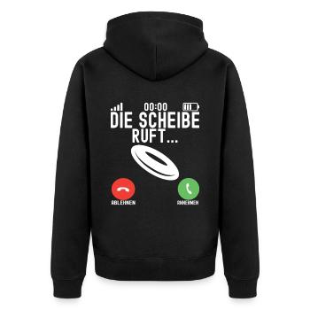 Disc Golf Disc Golfer - Unisex Premium Bio Zip Hoodie - Schwarz - Hinten - Nico (187cm)