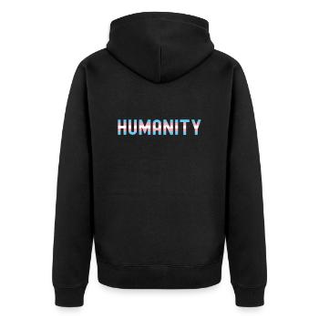 Transsexuell Pride Ladyboy Herren Damen Transe - Unisex Premium Bio Zip Hoodie - Schwarz - Hinten - Nico (187cm)