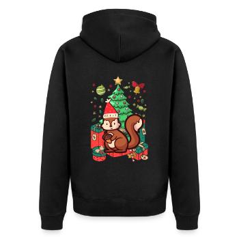 squirrel Ugly Christmas Christmas Xmas - Unisex Premium Organic Zip Hoodie - black - Back - Nico (187cm)