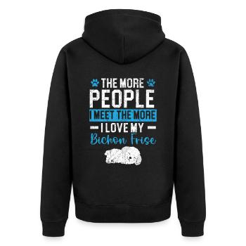 Plus je rencontre de gens, plus j’aime mon Bichon Frise - Veste à capuche bio Premium Unisexe - noir - Dos - Nico (187cm)
