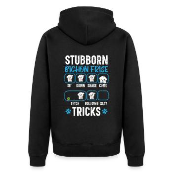 Têtu Bichon Frise Tricks Bichon Frise Propriétaire - Veste à capuche bio Premium Unisexe - noir - Dos - Nico (187cm)