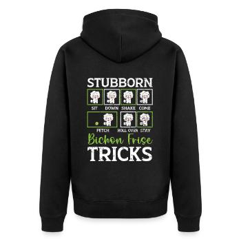 Têtu Bichon Frise Tricks Bichon Frise Propriétaire - Veste à capuche bio Premium Unisexe - noir - Dos - Nico (187cm)