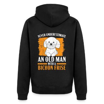 Ne sous-estimez jamais un vieil homme avec un Bichon Frise - Veste à capuche bio Premium Unisexe - noir - Dos - Nico (187cm)