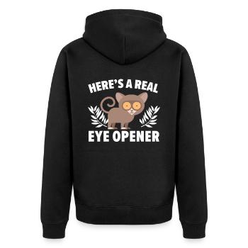 Here's A Real Eye Opener Big Eyes Animal Tarsier - Unisex Premium Organic Zip Hoodie - black - Back - Nico (187cm)