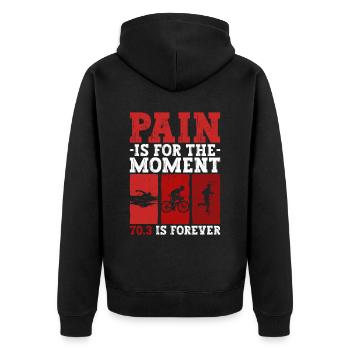 Halb-Triathlon Training Triathlet - Unisex Premium Bio Zip Hoodie - Schwarz - Hinten - Nico (187cm)