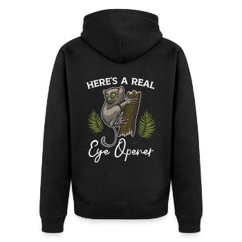Here's A Real Eye Opener Big Eyes Animal Tarsier - Unisex Premium Organic Zip Hoodie - black - Back - Nico (187cm)