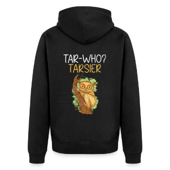 Tarsier-Who Tarsier Bäume Wald Tier - Unisex Premium Bio Zip Hoodie - Schwarz - Hinten - Nico (187cm)