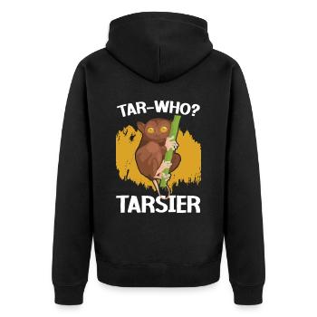 Tarsier-Who Tarsier Bäume Wald Tier - Unisex Premium Bio Zip Hoodie - Schwarz - Hinten - Nico (187cm)