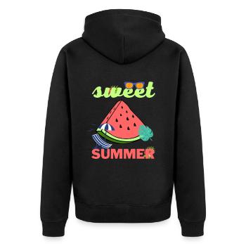 Sweet Summer été pastèque plage soleil cool - Veste à capuche bio Premium Unisexe - noir - Dos - Nico (187cm)