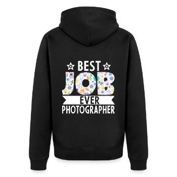 Photography Camera Lens Flowers - Unisex Premium Bio Zip Hoodie - Schwarz - Hinten - Nico (187cm)