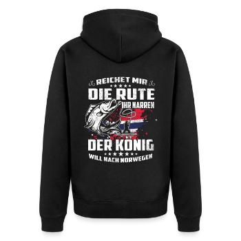Reichet mir die Rute der könig will nach Norwegen - Unisex Premium Bio Zip Hoodie - Schwarz - Hinten - Nico (187cm)