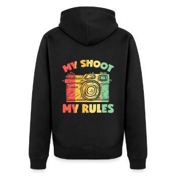 Photography Camera Lens Retro My - Unisex Premium Bio Zip Hoodie - Schwarz - Hinten - Nico (187cm)
