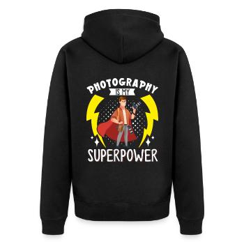 Photography Camera Lens Retro - Unisex Premium Bio Zip Hoodie - Schwarz - Hinten - Nico (187cm)