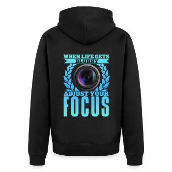 Photography Camera Lens Flowers - Unisex Premium Bio Zip Hoodie - Schwarz - Hinten - Nico (187cm)