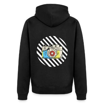 Photography Camera Lens Retro - Unisex Premium Bio Zip Hoodie - Schwarz - Hinten - Nico (187cm)