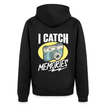 Photography Camera Lens Retro - Unisex Premium Bio Zip Hoodie - Schwarz - Hinten - Nico (187cm)