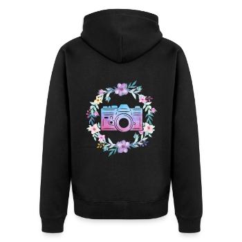 Photography Camera Lens Flowers - Unisex Premium Bio Zip Hoodie - Schwarz - Hinten - Nico (187cm)