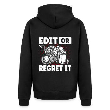 Photography Camera Lens Edit Or - Unisex Premium Bio Zip Hoodie - Schwarz - Hinten - Nico (187cm)