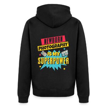 Photography Camera Lens Retro - Unisex Premium Bio Zip Hoodie - Schwarz - Hinten - Nico (187cm)