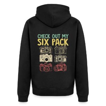 Photography Camera Lens Retro - Unisex Premium Bio Zip Hoodie - Schwarz - Hinten - Nico (187cm)