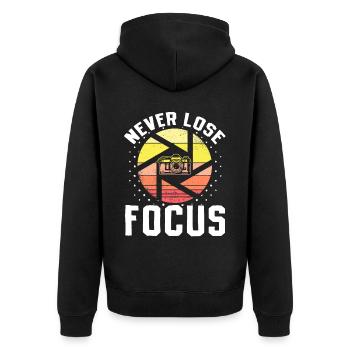 Photography Camera Lens Retro - Unisex Premium Bio Zip Hoodie - Schwarz - Hinten - Nico (187cm)
