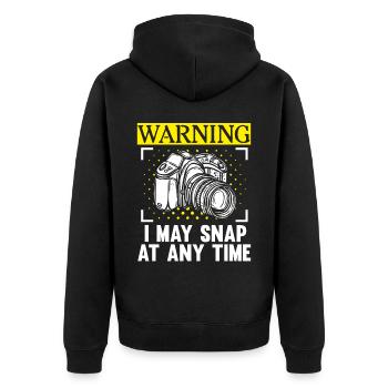 Photography Camera Lens WarningIPhotography Camera - Unisex Premium Bio Zip Hoodie - Schwarz - Hinten - Nico (187cm)