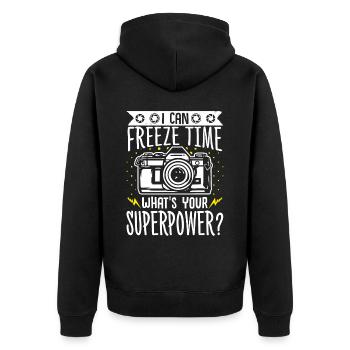 Photography Camera Lens I Can - Unisex Premium Bio Zip Hoodie - Schwarz - Hinten - Nico (187cm)