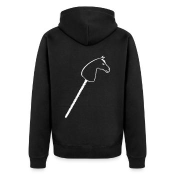 Hobbyhorse Steckenpferd Hobby Horse - Unisex Premium Organic Zip Hoodie - black - Back - Nico (187cm)