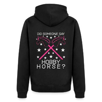 Hobby Horse Steckenpferd Witz Hobbyhorse - Unisex Premium Bio Zip Hoodie - Schwarz - Hinten - Nico (187cm)