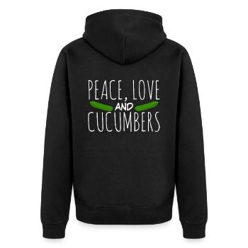 Gurke Cucumbers Gurken - Unisex Premium Bio Zip Hoodie - Schwarz - Hinten - Nico (187cm)