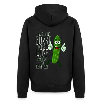 Gurke in der Hose Witz Saure Gurken - Unisex Premium Bio Zip Hoodie - Schwarz - Hinten - Nico (187cm)