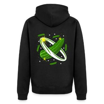 Gurke Weltraum Gurken - Unisex Premium Bio Zip Hoodie - Schwarz - Hinten - Nico (187cm)