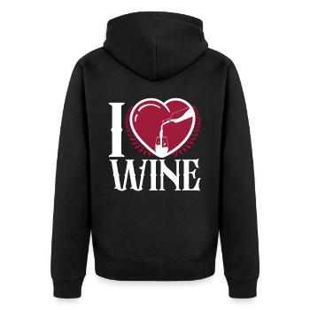 Sommelier Wine Drinking Tasting - Unisex Premium Bio Zip Hoodie - Schwarz - Hinten - Nico (187cm)