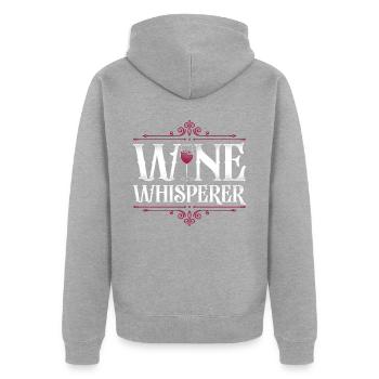 Sommelier Wine Drinking Tasting - Unisex Premium Bio Zip Hoodie - Grau meliert - Hinten - Nico (187cm)