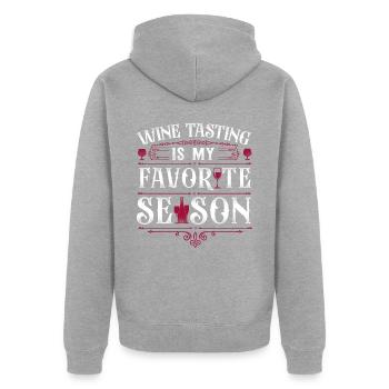 Sommelier Wine Drinking Tasting - Unisex Premium Bio Zip Hoodie - Grau meliert - Hinten - Nico (187cm)