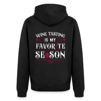 Sommelier Wine Drinking Tasting - Unisex Premium Bio Zip Hoodie - Schwarz - Hinten - Nico (187cm)