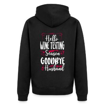 Sommelier Wine Drinking Tasting - Unisex Premium Bio Zip Hoodie - Schwarz - Hinten - Nico (187cm)