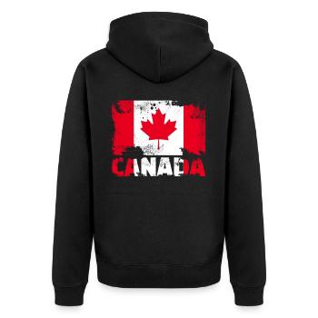 Kanada Flagge Vintage Distressed Canadian Grunge T - Unisex Premium Bio Zip Hoodie - Schwarz - Hinten - Nico (187cm)