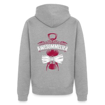 Sommelier Wine Drinking Tasting - Unisex Premium Bio Zip Hoodie - Grau meliert - Hinten - Nico (187cm)