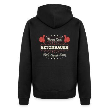Dieser Coole Betonbauer Geschenk Kollegen Spruch - Unisex Premium Bio Zip Hoodie - Schwarz - Hinten - Nico (187cm)