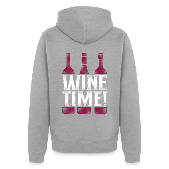 Sommelier Wine Drinking Tasting - Unisex Premium Bio Zip Hoodie - Grau meliert - Hinten - Nico (187cm)
