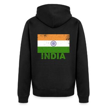 India Flag Vintage Indian Nationality Origin Trave - Unisex Premium Bio Zip Hoodie - Schwarz - Hinten - Nico (187cm)