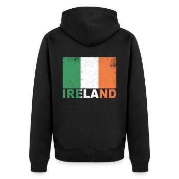 Irland Flag Vintage Irish Nationality Origin Trave - Unisex Premium Bio Zip Hoodie - Schwarz - Hinten - Nico (187cm)