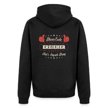 Dieser Coole Erzieher Geschenk Kollegen Spruch - Unisex Premium Bio Zip Hoodie - Schwarz - Hinten - Nico (187cm)
