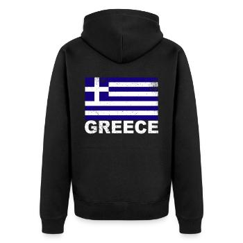 Griechenland Flag - Unisex Premium Bio Zip Hoodie - Schwarz - Hinten - Nico (187cm)