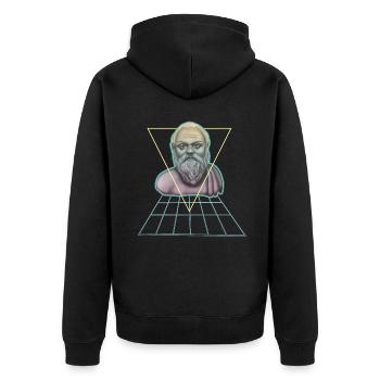 Sokrates Griechischer Philosoph Modern - Unisex Premium Bio Zip Hoodie - Schwarz - Hinten - Nico (187cm)