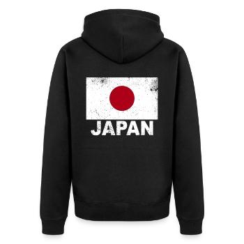 Japan Flag Vintage Japanische Herkunft Nationalitä - Unisex Premium Bio Zip Hoodie - Schwarz - Hinten - Nico (187cm)