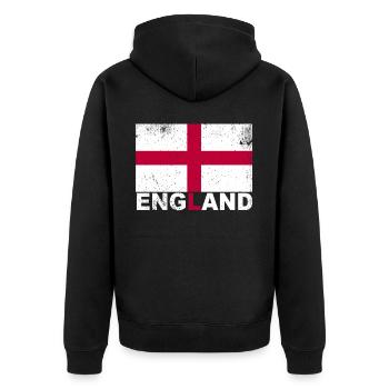 England Flag Vintage English Nationality Origin Tr - Unisex Premium Bio Zip Hoodie - Schwarz - Hinten - Nico (187cm)