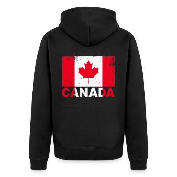 Kanada Flagge Vintage Kanadische Nationalität Ursp - Unisex Premium Bio Zip Hoodie - Schwarz - Hinten - Nico (187cm)