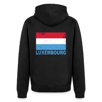 Luxemburg Flag Vintage Nationality Origin Roots re - Unisex Premium Bio Zip Hoodie - Schwarz - Hinten - Nico (187cm)